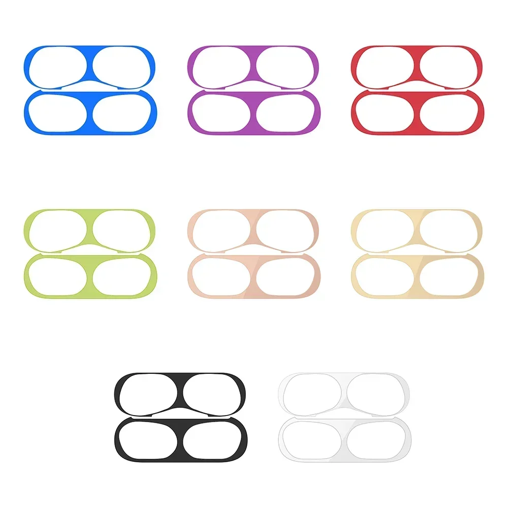 Autocollant AirPods pour Apple Airpods 1 2 3 Pro Pro2, boîte de chargement pour écouteurs, autocollant anti-poussière, autocollants de protection contre la poussière en métal étanche