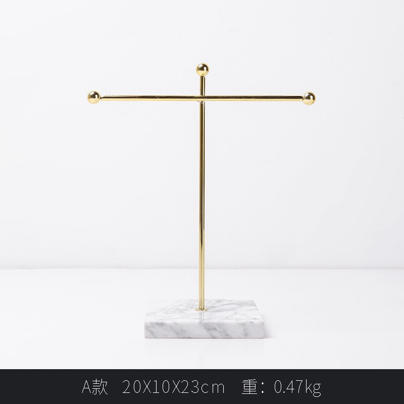 Metalen opbergrek met marmeren voet, modieuze moderne sieraden, ring, ketting, oorbellen, displaystandaard, tafeldecoratie  wy706: A