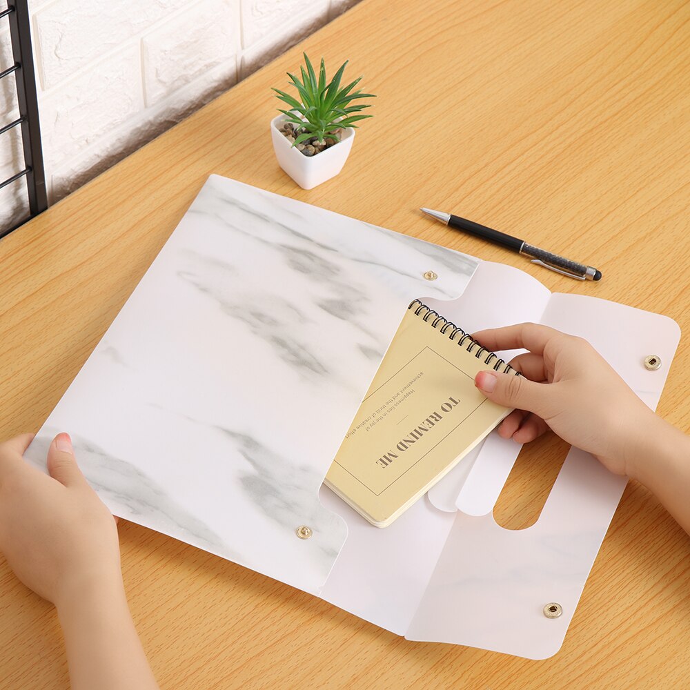 A4 bærbar marmor dokumentpose vanntett kontorpapir filer mappe eksamenspapir arrangør veske utvide posere