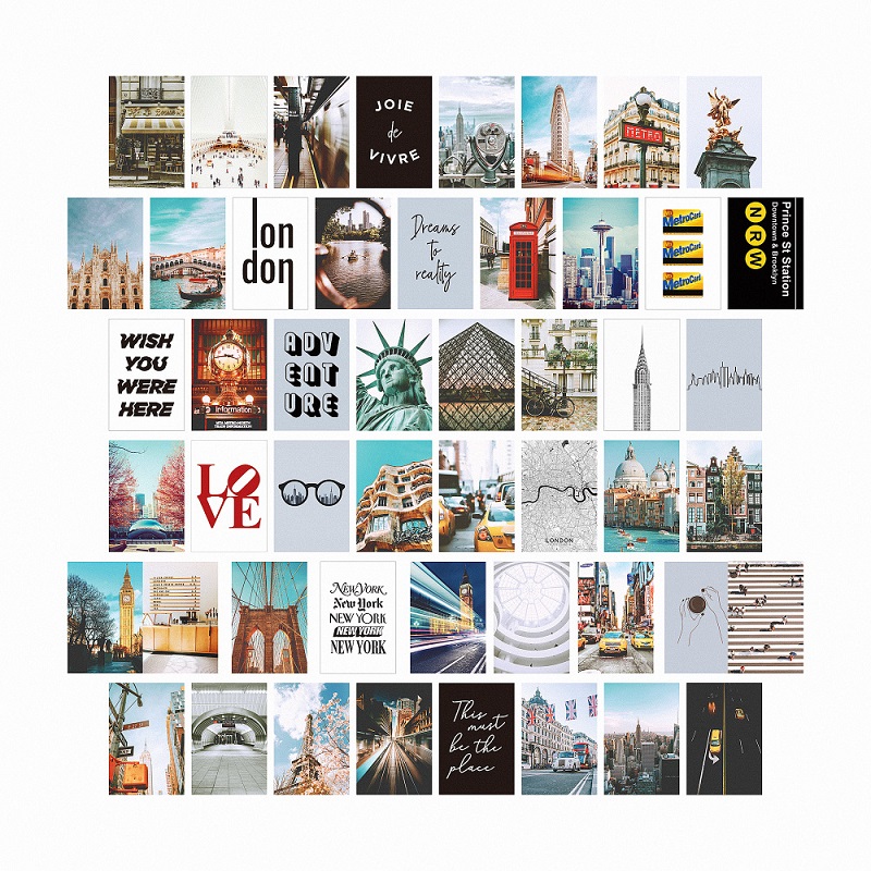 Juego de 50 hojas de postales decorativas para pared, pinturas decorativas, tarjetas de fotografía de estilo INS, fotos decorativas DIY: 12