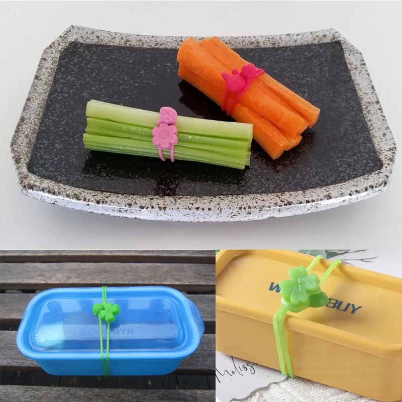 Accesorios para fiambrera Bento, selecciones de frutas y alimentos, tazas de silicona, divisores de fiambrera y bandas de silicona multiusos, estuche para salsa