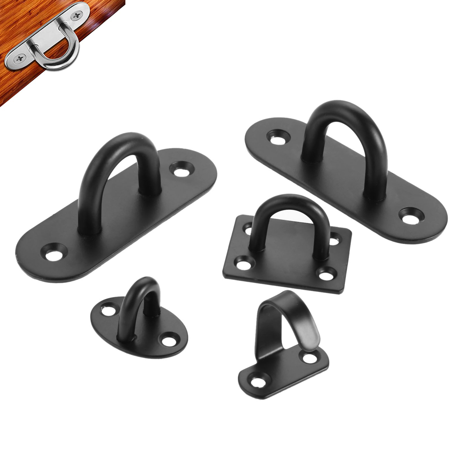 Plafond Gemonteerde Haak Stianless Staal Hanger U-vorm Ring Top Base Haning Fan/Kroonluchter/Plant Decor Black/Zilver Muur Hook Hold