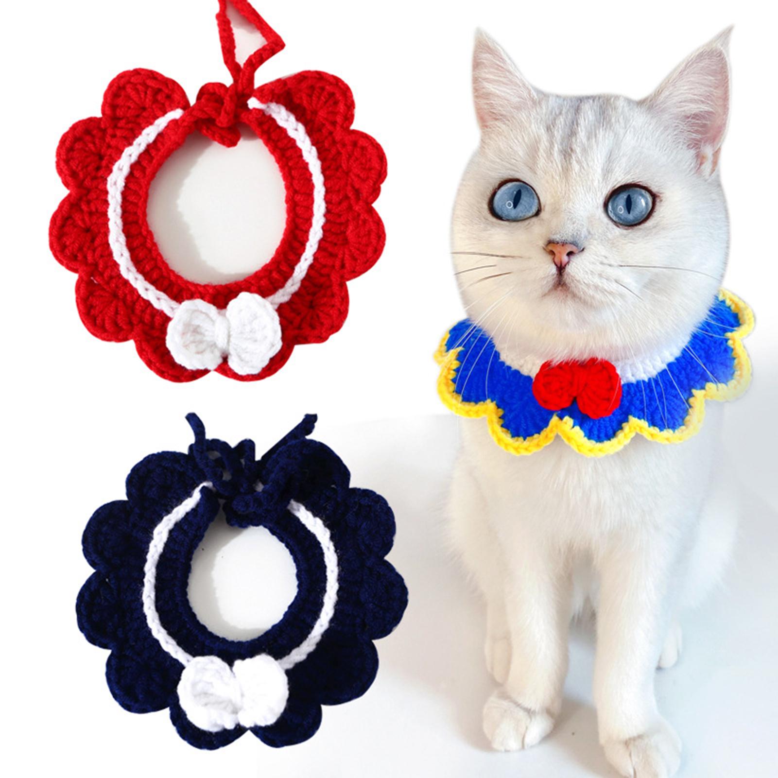 Accessori per collare per animali domestici con bavaglino per gatti con fiocco regolabile a maglia fatta a mano accessori gatos accдля 2020