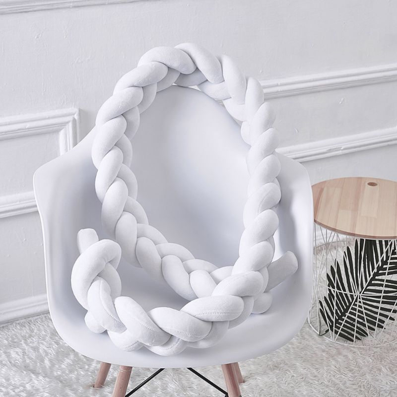 Gevlochten Wieg Bumper Geknoopt Gevlochten Pluche Babybedje Bumper Pasgeboren Kid Bed Slaap Bumper Nursery Cradle Decor Kussen