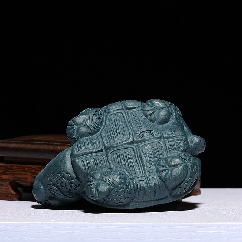 PINNY Purple Clay Longevity Turtle Tea Pet Handmade Sculpture Decoration Mascot Home Decoration Accessories Tabletop Handcrafts