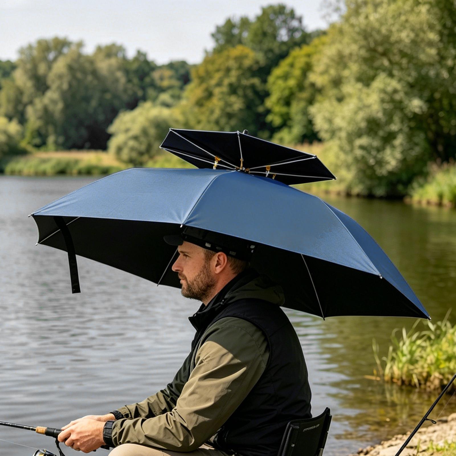 Draagbare hoofdparasol, draagbare zonnescherm regenhoed, geventileerde buitenparasol voor kamperen en wandelen