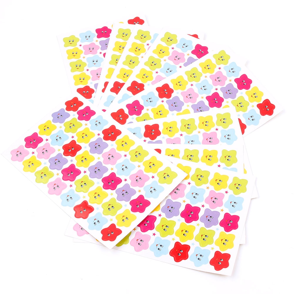 6/10pcs Smile Stars Smiley Faces Stickers Decor Childrens School Teacher Useful Reward Well Done Stickers Scrapbook Decor