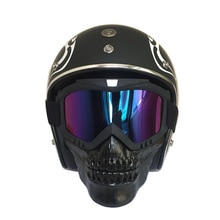 Cool skull moto rcycle máscara facial con gafas desmontable modular gafas máscara para moto de cara abierta Vintage Casco moto Casco