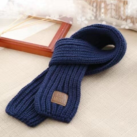 Bufanda de invierno para niños, abrigo de cuello para niño y niña, envoltura de cuello de bebé de lana cálida, cuello de punto para bebé de otoño: navy