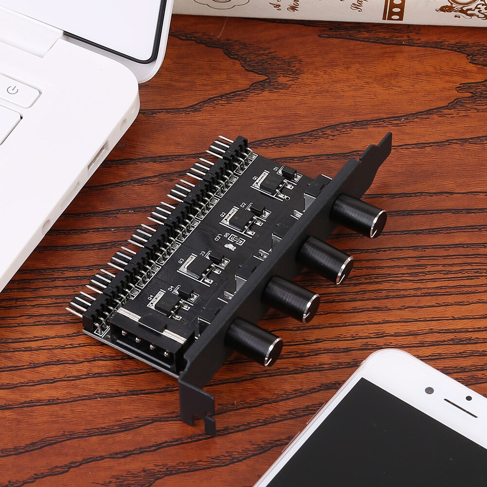 8 Channels PC Case Cooling Fan HUB 4 Knob Radiator Speed Controller 4 Pin PCI Position of PC Chassis Computer Components