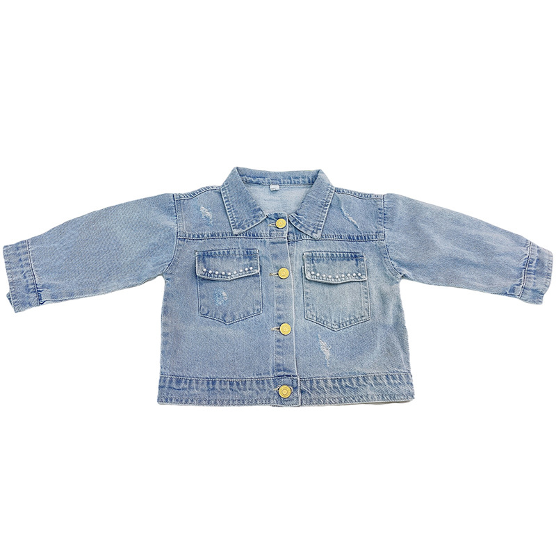 Lettere di moda stampa bambini giacche di jeans stile coreano neonate Casual allentato Jean cappotti primavera autunno abbigliamento per bambini 2-6Y