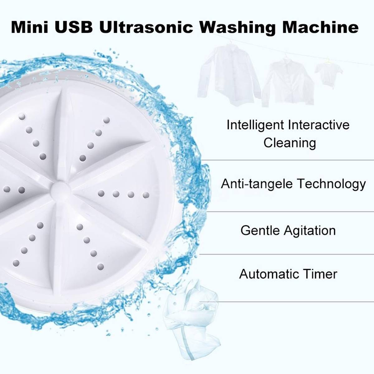 Mini Washing Machine Portable Personal remote Rotating Ultrasonic Turbines Washer USB Convenient Laundry for Travel Home Trip
