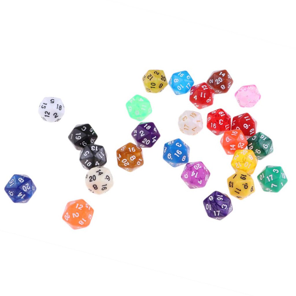 25 Pcs Polyhedral D20 Dice For TRPG Game Random Color