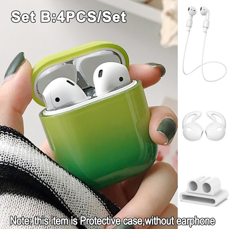 1/5PSC chiaro caso per caso sveglio di airpods Liscia gradiente della copertura per airpods 2 di tappo per orecchie Anti-perso rope copertura di caso di sport per airpods 2 caso