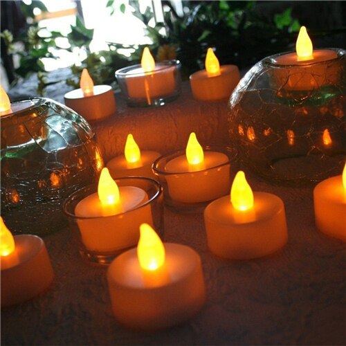 12 pcs Flickering Flameless LED Tea light Flicker Tea Candle Light Party Wedding Candels Safety Home Decoration