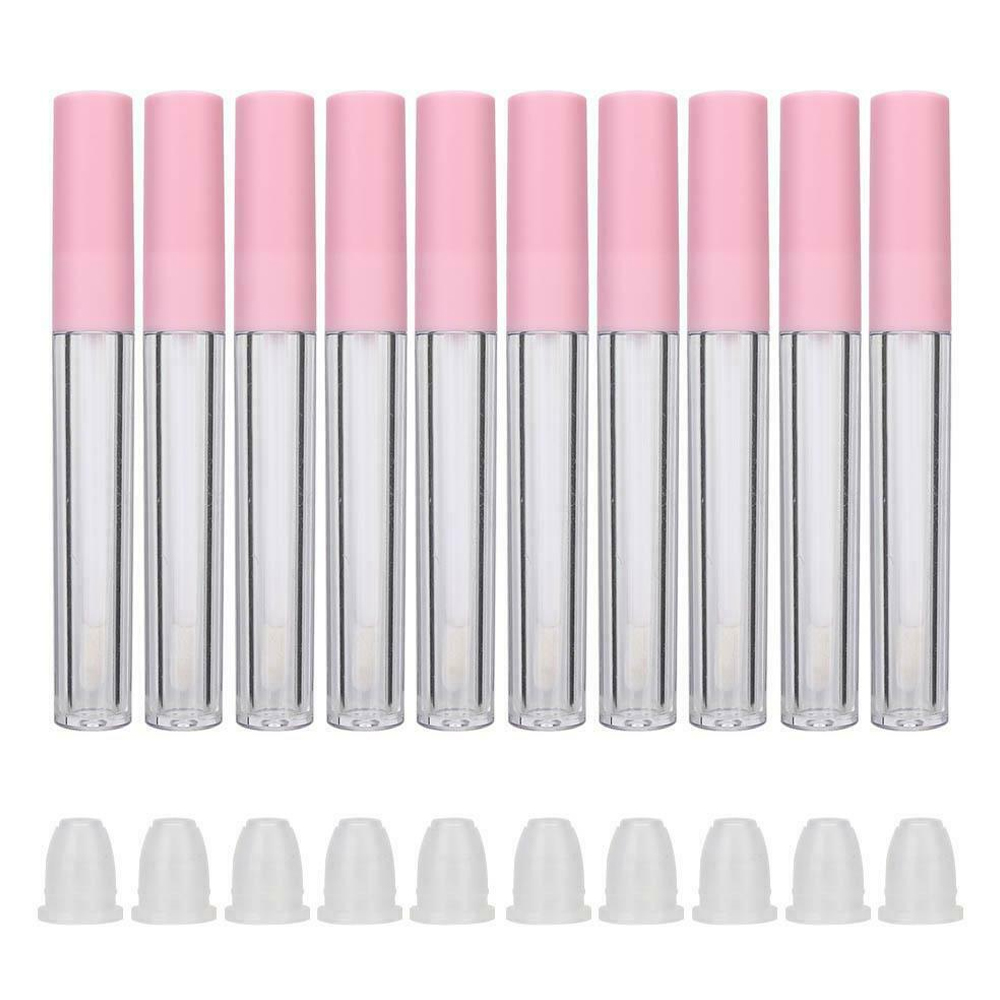 10 stk/parti 2.5ml tomme lipgloss tube diy læbepomade tube plast læbestiftbeholdere kosmetikbeholder flaske med låg: Lyserød