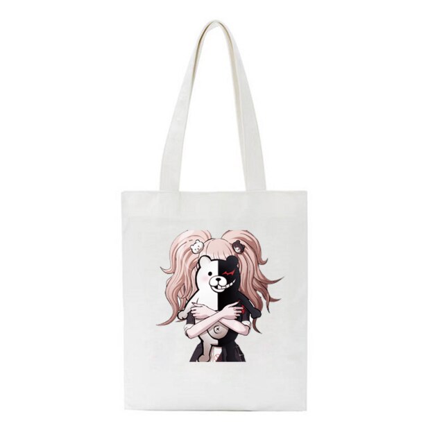 Janpan Anime Kokichi Oma Women Harajuku Casual Female Shoulder Canvas Bag Large Capacity Tote Bag Reusable Ladies Shopping Bags: 16