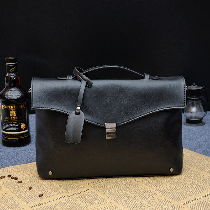 Casual heren tas slot schoudertas populaire trend cross body sectie aktetas: Zwart