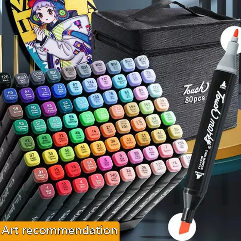 80 Farben Doppelköpfiges Marker-Textmarker-Set, Comic-Malerei, Skizze, Graffiti, Aquarell, Kunst, Studenten-Briefpapier
