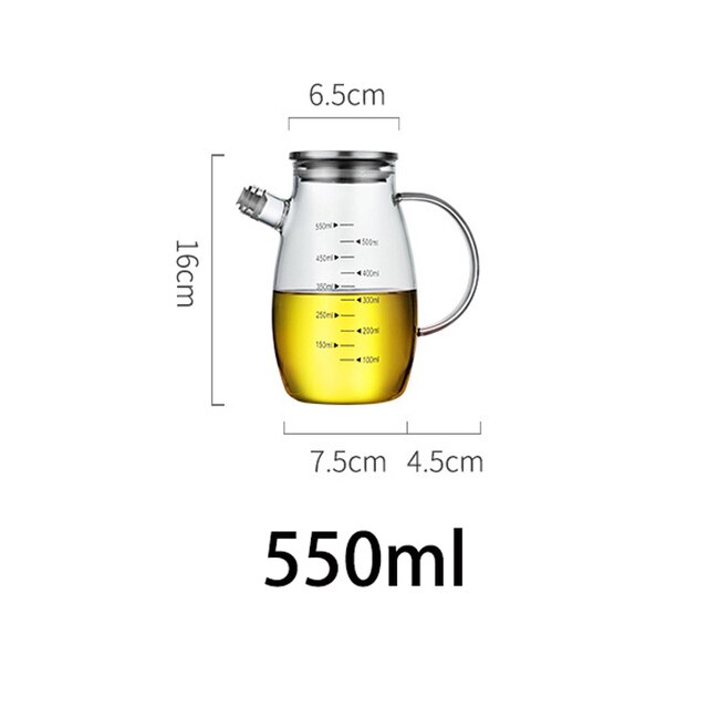 Bouteilles d'huile en verre, épices, assaisonnement, sauce soja, bouteille de stockage, condiment, distributeur d'huile , accessoire de cuisine: 550ML