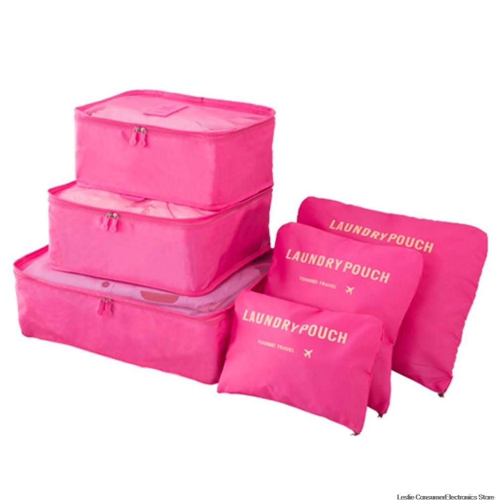 6 Pcs/set Nylon Packing Cubes Set Travel Bag Organizer Large Capacity Travel Bags Hand Luggage Clothing Sorting First Aid kits