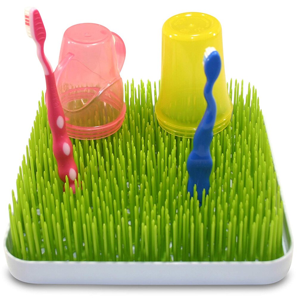 Estante de secado para encimera de biberones, escurridor para botellas infantiles, platos, contenedor de césped de imitación
