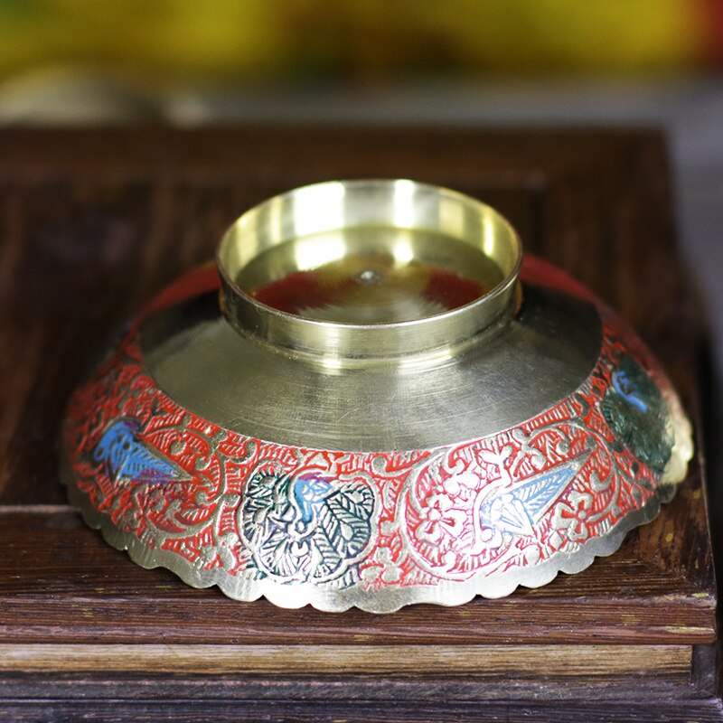 Nepalwater skål ren kobber delikat buddha frugt tilbyder bakke lille husstand udsøgt frugt plade dekoration hyldest