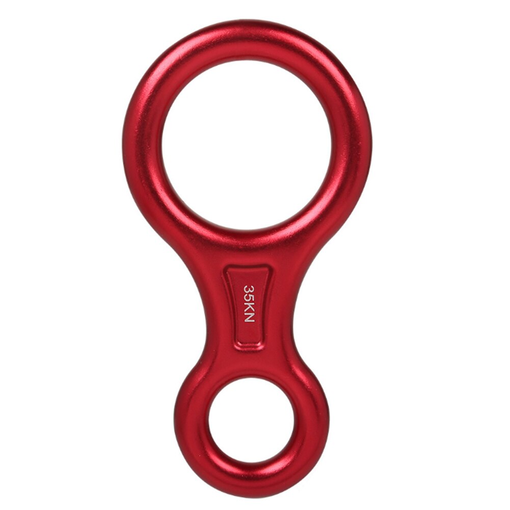 Rock Climbing Descender 35KN Figure 8 Word Rope Descender Rappel Ring Downhill Eight Ring Rappelling Gear Belay Device Equipment: Red