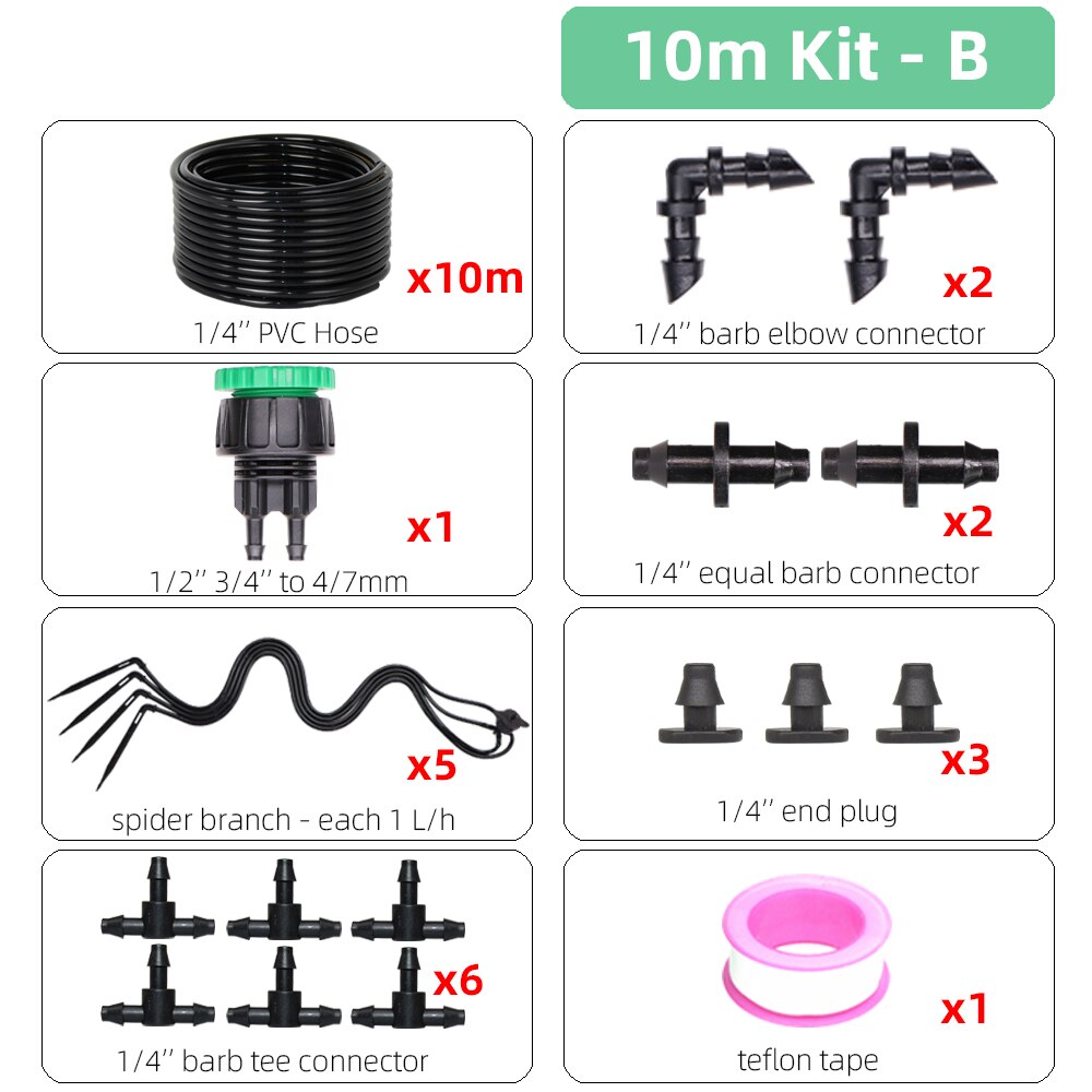RBCFHI 5-50M Micro Spider Drip Irrigation System 4/7mm Main Line Potted Distribution Watering Kit Indoor Balcony Garden Set: B