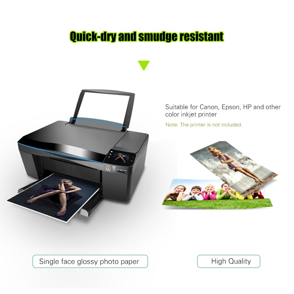 4R Size 100 Sheets Glossy Photo Paper 4.0 * 6.0 Inch 200gsm Waterproof Resistant High Gloss Finish Surface Quick