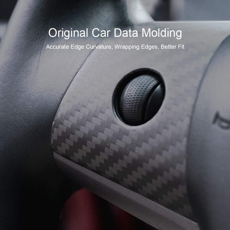 Glossy Real Carbon Fiber for Tesla Model 3 Steering Wheel Button Trim Cover Car Inner Frame Decor Accessories