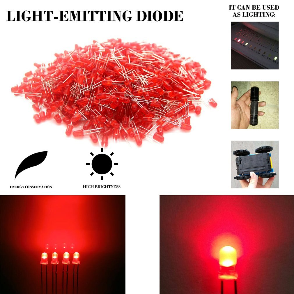 1000 Pieces 5mm Round LED Light Emitting Diodes Component Red/green/yellow/white/blue LED Bulb Lamp Light Super Bright ACEHE PC