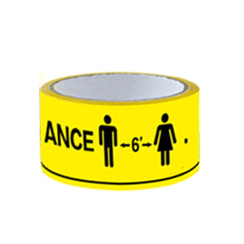 1Roll Please Wait On This Line Keep 6FT Distance Floor Marking Tape Yellow 48mm x 33m