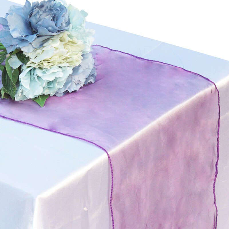 Organza Tisch Läufer Tischdecke Abdeckung Weiche schier Stoff Stuhl BöGen Beute Hochzeit 30*275CM Weihnachten Party Bankett tisch Dekor: Violett