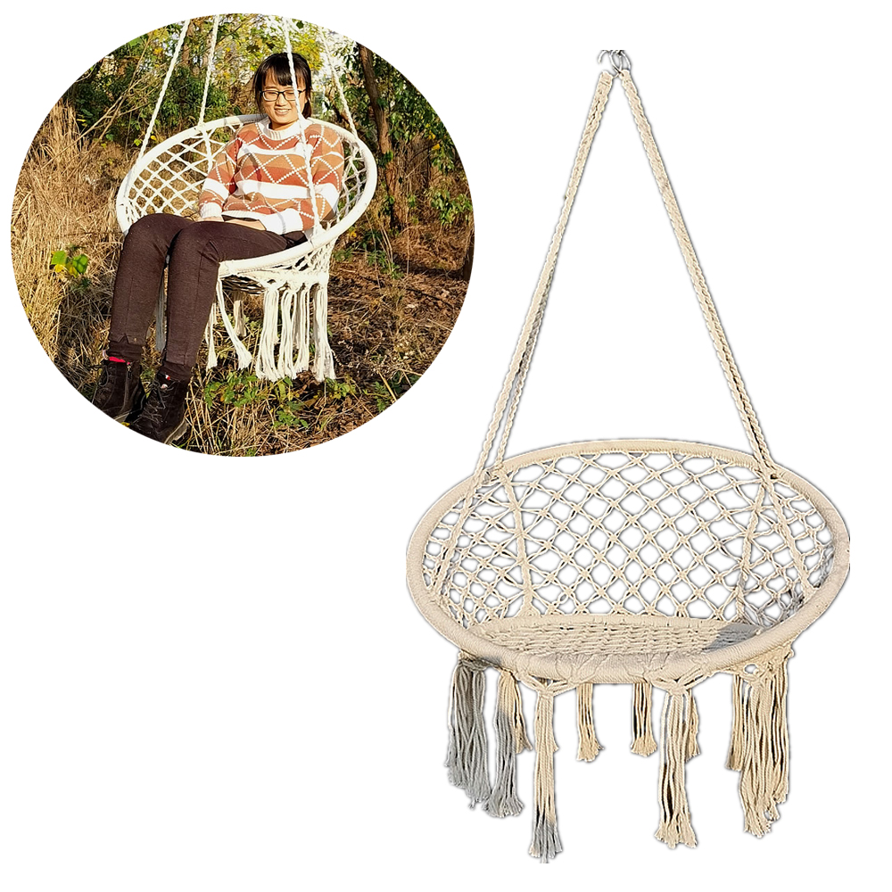 150 KG Nordic Cotton Rope Hammock Hanging Chair Handmade Knitted Indoor Outdoor Kids Swing Bed Chairs