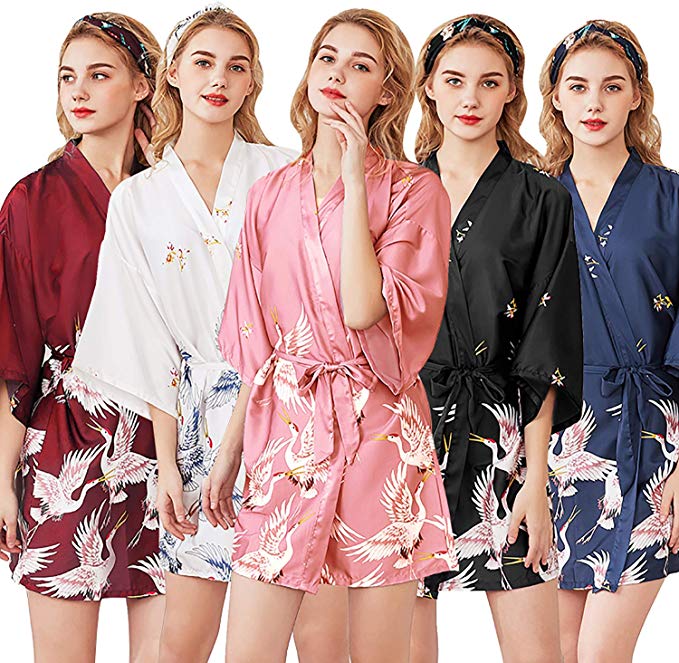Frauen Seide Satin- kurze Hochzeit Braut Brautjungfer Kleid Kimono Kleid Feminino Schlecht Kleid Große Größe Peignoir Femme sexy Bademantel