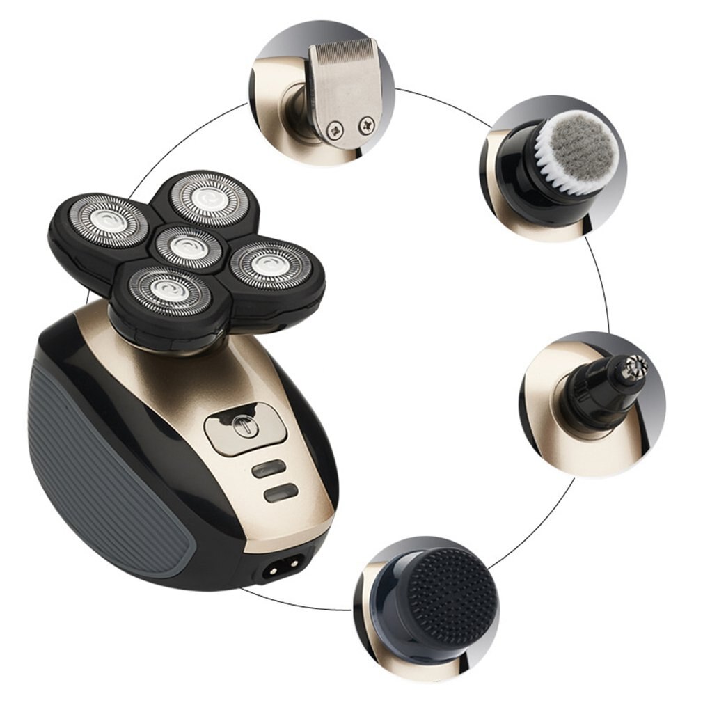 Lk-1800 5 In 1 4D Men'S Rechargeable Bald Head Electric Shaver 5 Floating Heads Beard Nose Ear Hair Trimmer Razor