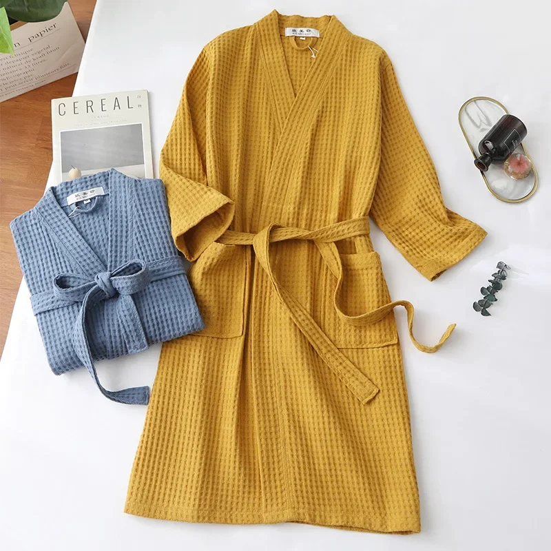Peignoir éponge 100% coton pour hommes et femmes, serviette d'eau à sucer, vêtements de nuit, spa, hôtel, longue robe, kimono, grande taille, amoureux de la robe en spanGown