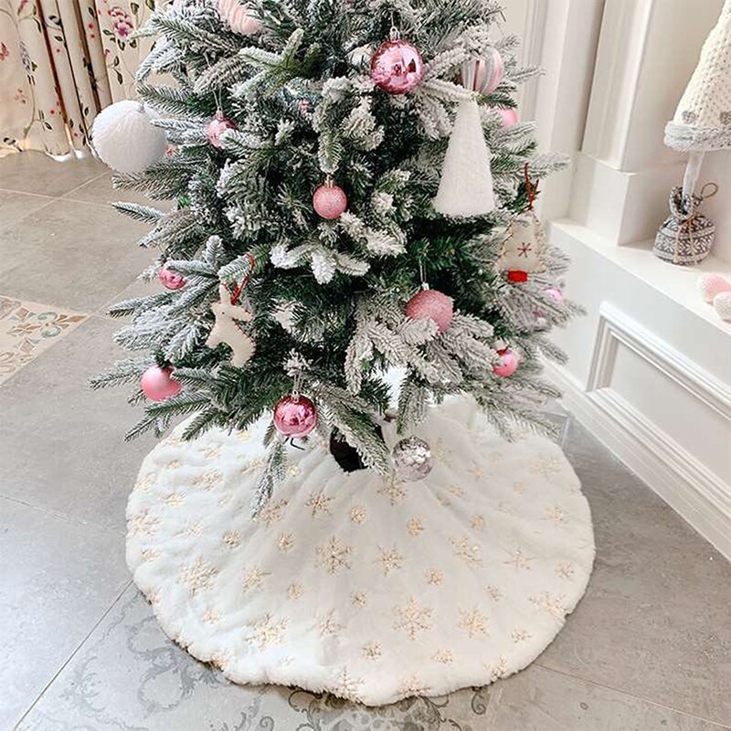 90/120Cm Kerstboom Voet Tapijt Kerstboom Rok Mat Onder De Boom Kerst Decoraties Voor Huis sneeuwvlok