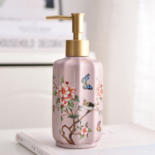 Newyearnew 1 stuk keramische handwasfles vloeibare emulsie zeepdispenser retro badkamerdecoratie accessoires: C