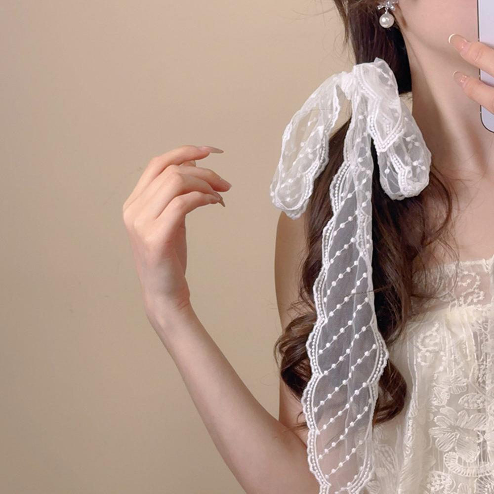 Vintage Spitze Haar Schal Sommer Süße Schleife Stirnband Elegante Band Dekor Haarband Lange Schmale Halstuch Dekorative Schal