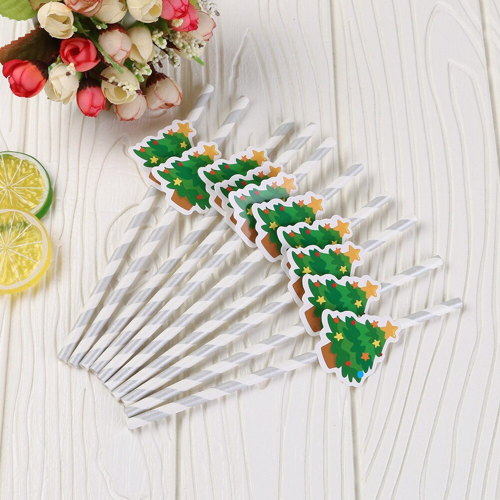 Kerst papieren rietjes kerstman drinkrietje vrolijke kerstversiering voor thuis kerstfeest benodigdheden  #t1p