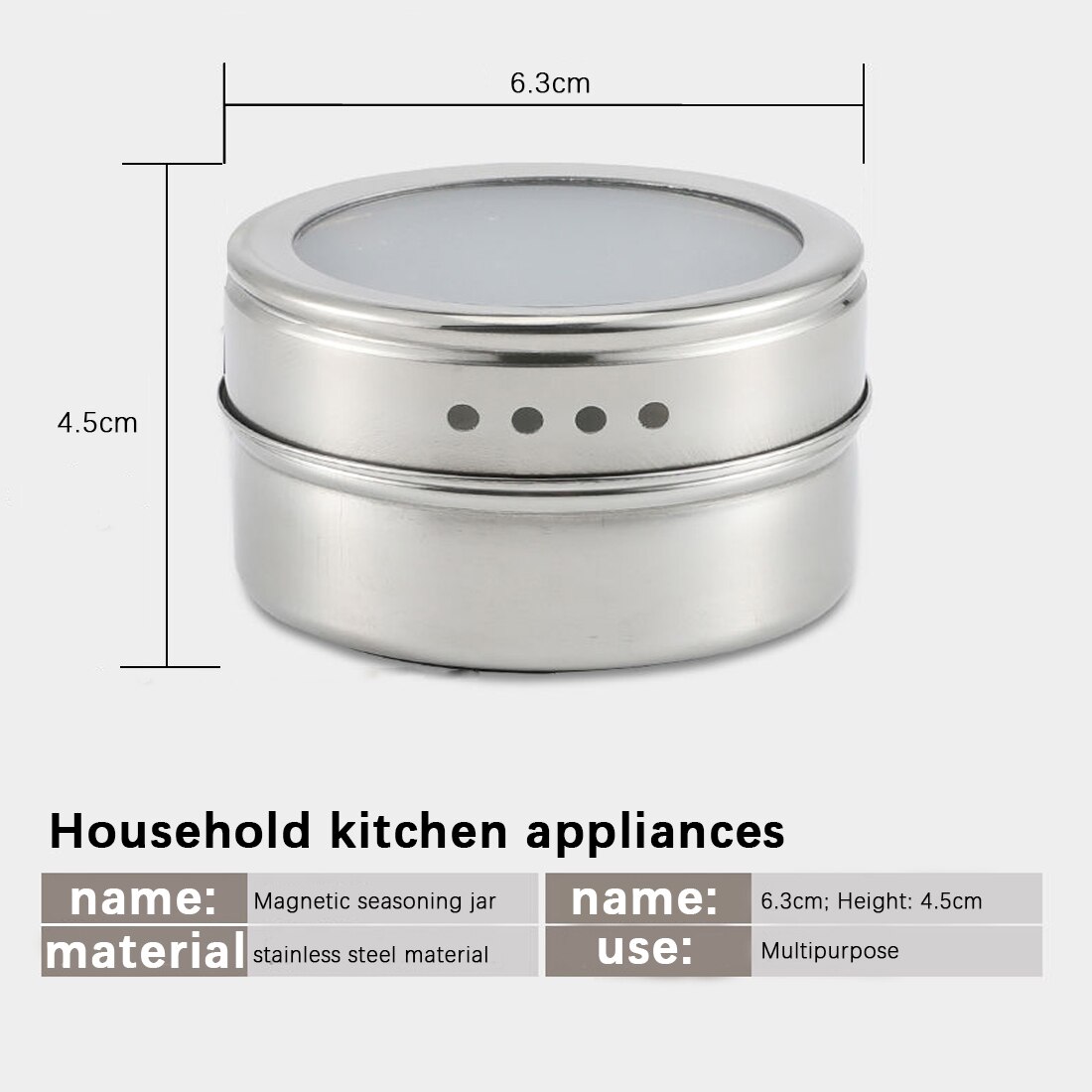 Magnetic Spice Can Set With Stickers Stainless Steel Spice Tins Spice Storage Container Pepper Seasoning Sprays Tools Spice Jar