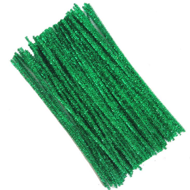 100 st glitter chenille stjälkar piprensare barn leksaker pyssel hantverk pyssel pyssel pyssel barn pedagogiska leksaker gyh: Mörkgrön