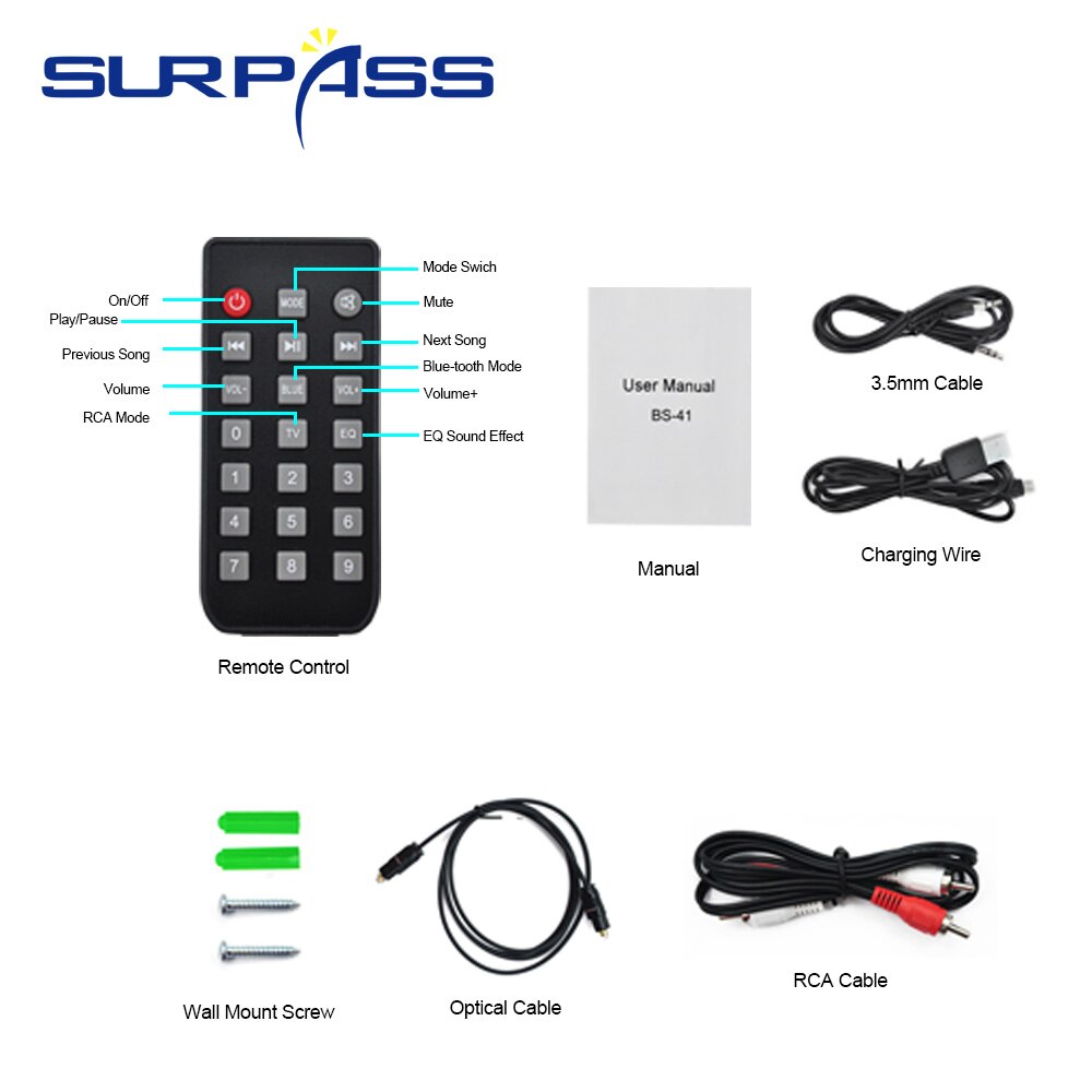 Home Theater Sound Systeem Bt 5.0 Soundbar Portabl Draadloze Stereo Speaker Box 20W Kolom Surround Bass Wandmontage luidsprekers