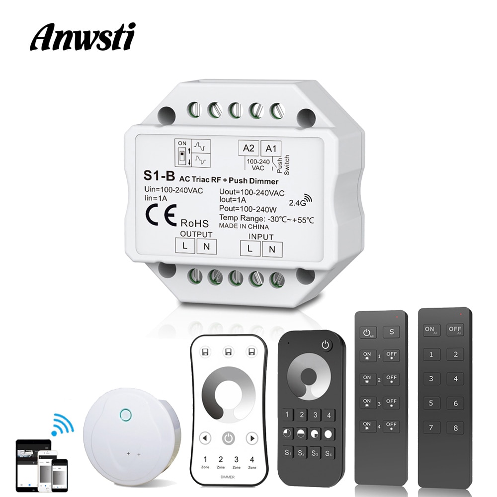 220v triac lysdæmpere  rf2.4g trådløse fjernbetjening trykkontakt led pære lampe  ac 110v 230v 220v smart wifi led lysdæmper lyskontakt