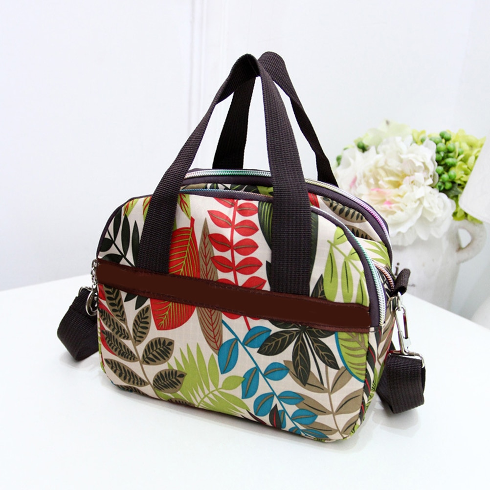 Women;s handbags Nylon Flower Printed Lady Shoulder Bag Casual Women Messenger Bags Ladies Mummy Bag Large Capacity Hand Bags: a