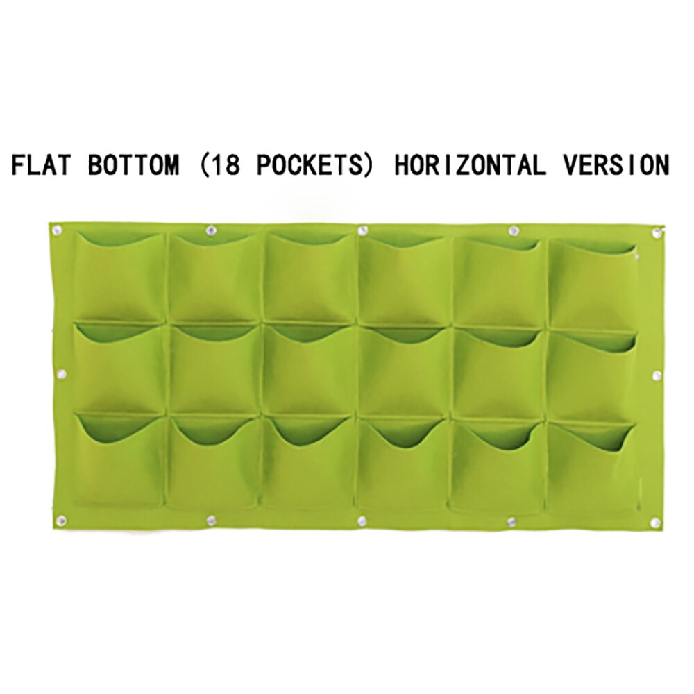 Wall Mount Hanging Planting Bags Home Supplies Multi Pockets DIY Grow Bag Planter Vertical Growing Vegetable Living Garden Bag: Flat 18 pockets  (S)