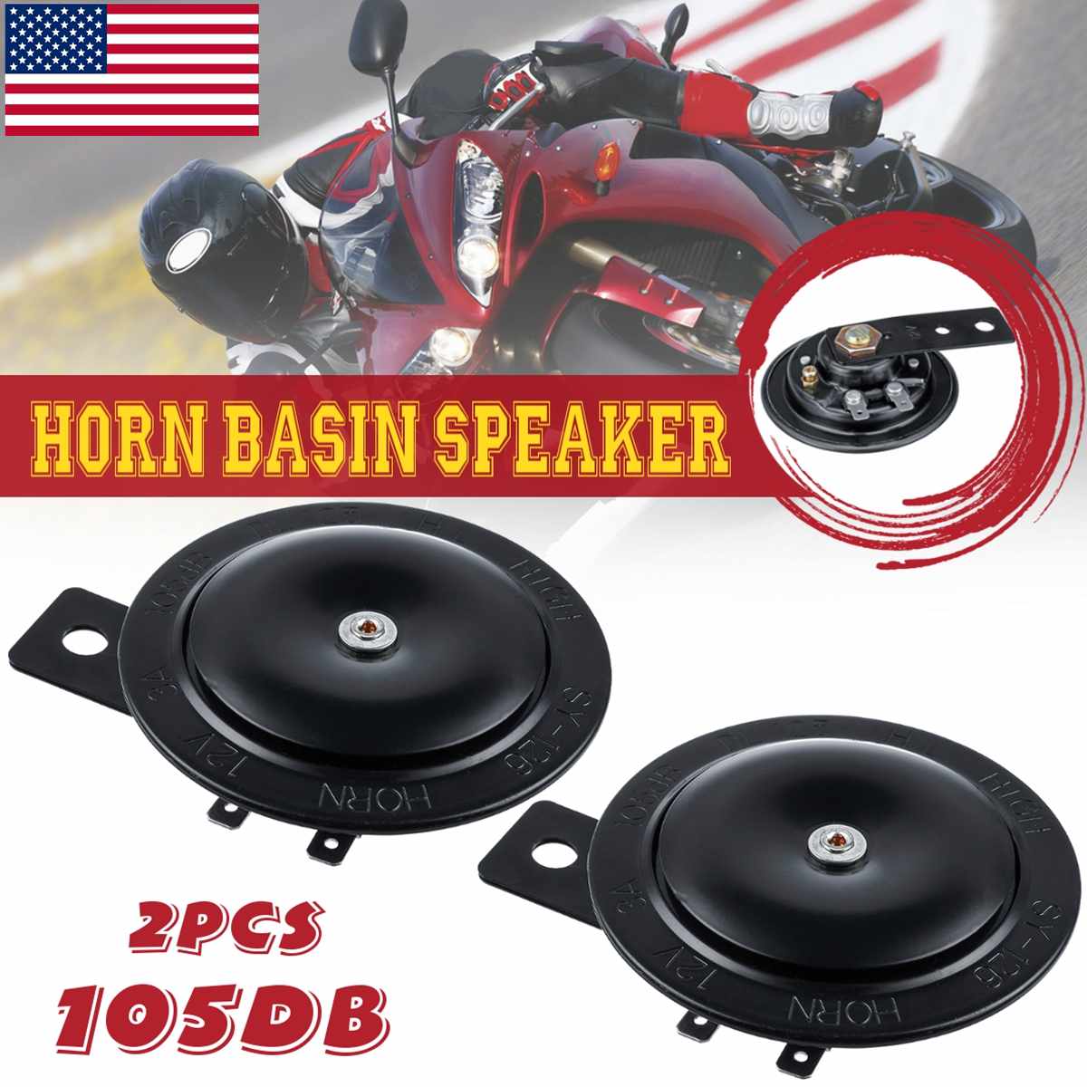 12v motorcycle horn Universal Waterproof Electric Horn 12V 105db Motorcycle Motor Scooter Loud Sound: 2PCS