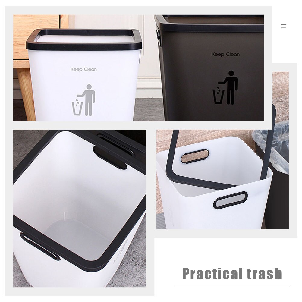 Plastic Kitchen Trash Can Household Garbage Container Waste Container for Home